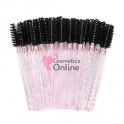 Periute Mascara pentru extensii gene false, 50 bucati PMS008 Negru cu sclipici Roz